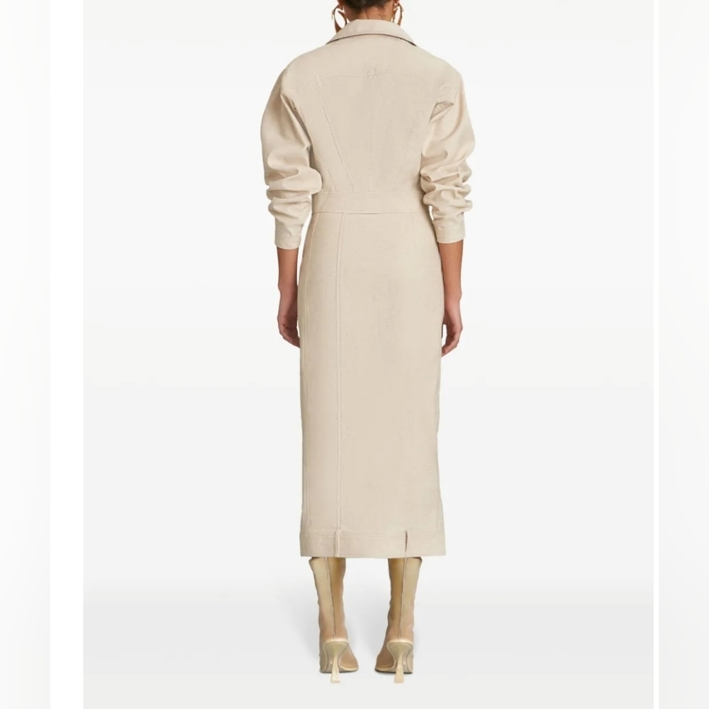 Cult Gaia Beige Linen Blend Lua Midi Skirt Size 4 NWT $495 Quiet Luxury Office - Picture 3 of 14